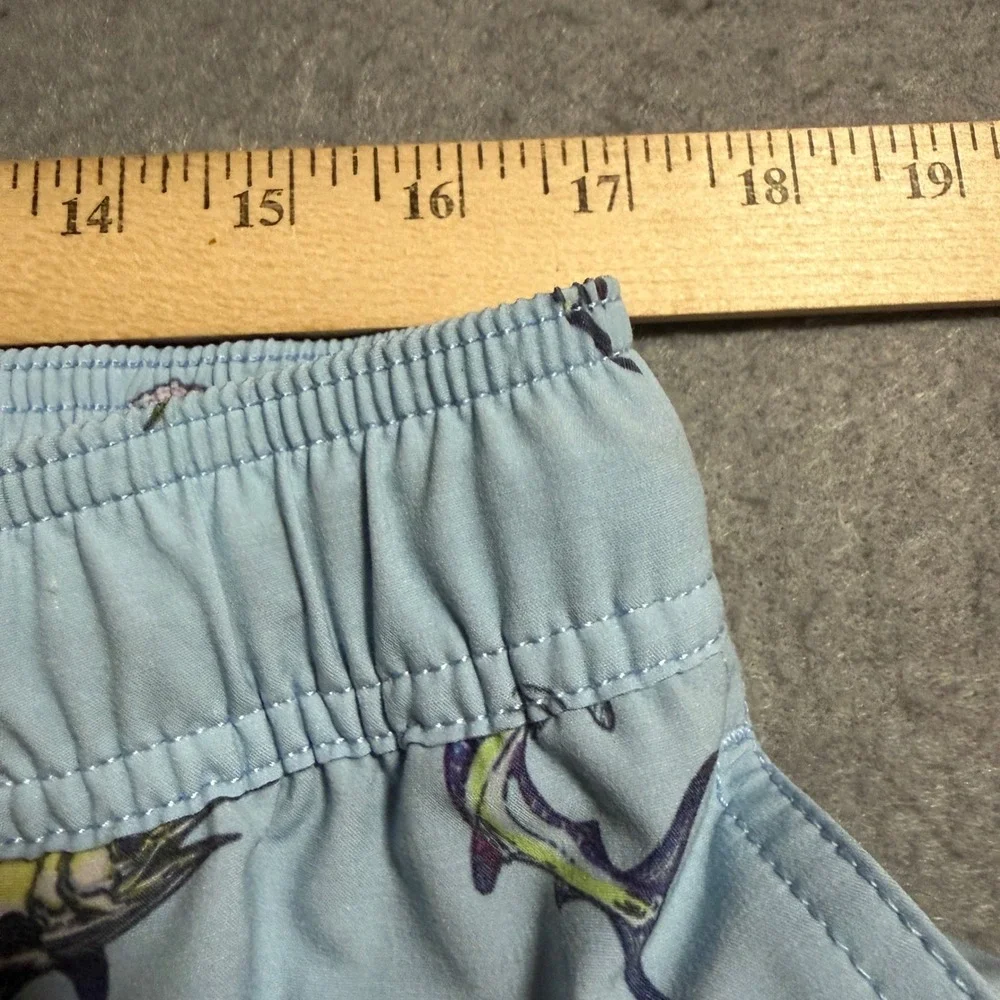 Pelagic Mens XL Light Blue Fish‎ Print Fishing Shorts 34x7 Stretch Marlin Tuna